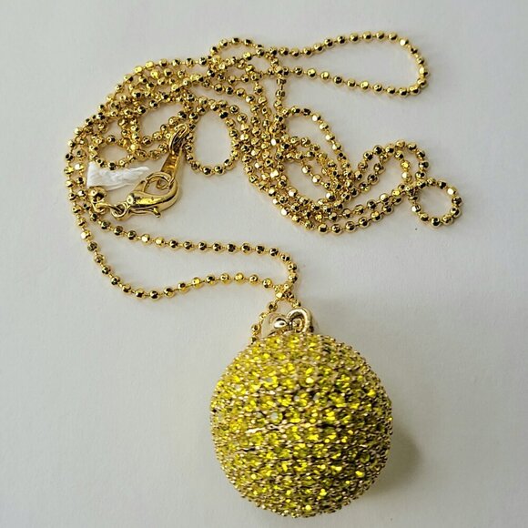 Yellow Glitter Ball Pendant Necklace - Picture 1 of 8